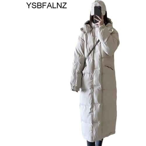 Winter Womens Loose Large Size Over The Knee Long Thick Padded Coat Was Thinner Hooded Padded Jacket Woman Parkas 2021 Clothing