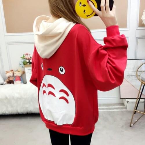 Winter Women Hoody Cartoon Printed Sweatshirt Anime Kawaii Loose Long Sleeve Student Female Harajuku Casual Pullover