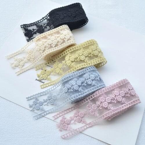 1 meter Flowers Embroidery Lace Organza Stain Ribbon for DIY Bowknot Hairpin Material Gift Bouquet Packaing Clothing Accessories