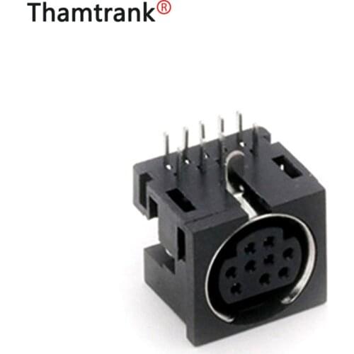 10pcs/lot 9 Pin Mini DIN Female Jack Terminals 90 Degree / Right Angle PCB Panel Mount 9Pin Mini DIN Jack Socket Chassis