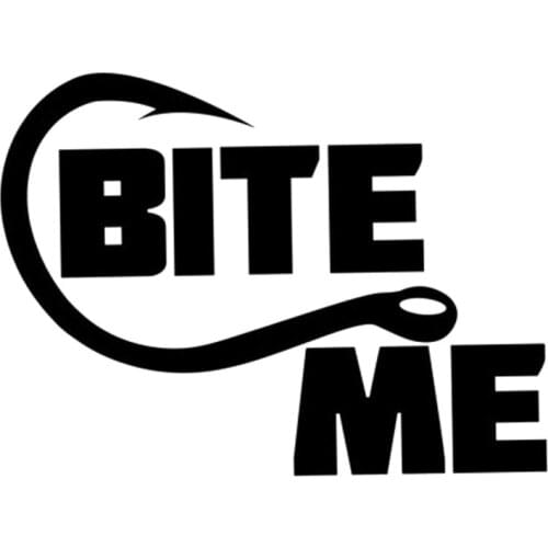 13.7cm*10.1cm Bite Me Decal Fishing Hook Car-Styling Car Stickers Decals S4-0710
