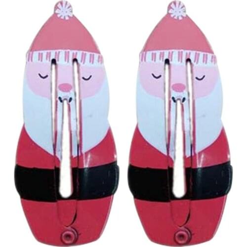 2Pcs Girls Hair Accessories Christmas Hairpin Xmas Bow Resin Cartoon Bb Clip Santa Claus Barrette Flower Hair Clips for Kids