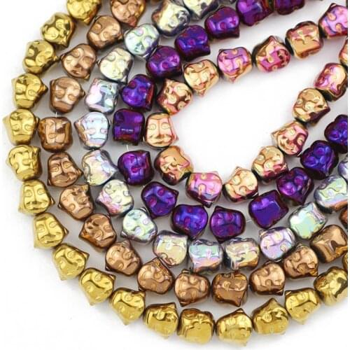 20pcs Blue,Gold,Purple Hematite Beads Natural Stone 8MM Maitreya Buddha Loose Beads For Jewelry Making Diy Bracelets Accessories