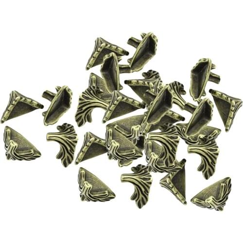 30pcs Bronze Cabinet Box Edge Corner Guards Trinket for Wood Chest Trunk Box