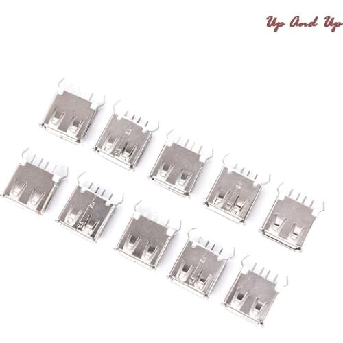 5/1 Pcs USB 2.0 Type A Female Vertical Socket Connector 180 Degrees 4 Pin Plug Jack Connectors 13mm 30V