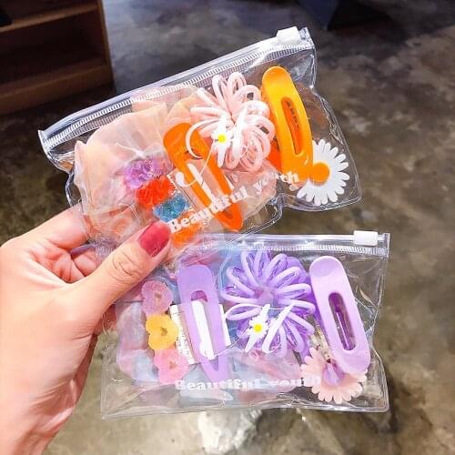 6/10 Pcs/Set Candy Color Flower Clips Set Cute Hair Accessories Girl headwear Bow animal Hairpins hair band Elastic Headdress
