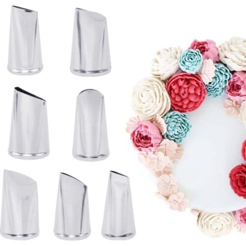 7pc tainless steel Cream Nozzles Stainless Steel Icing Piping Tips Rose Tulip Flower Pastry nozzle baking tools for cakes