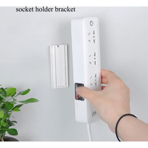 9*3.5cm PP Punch-free Plug Sticker Holders Seamless Wall Mounted Socket Sticker Holder Bracket Power Strip Holder Storage Race