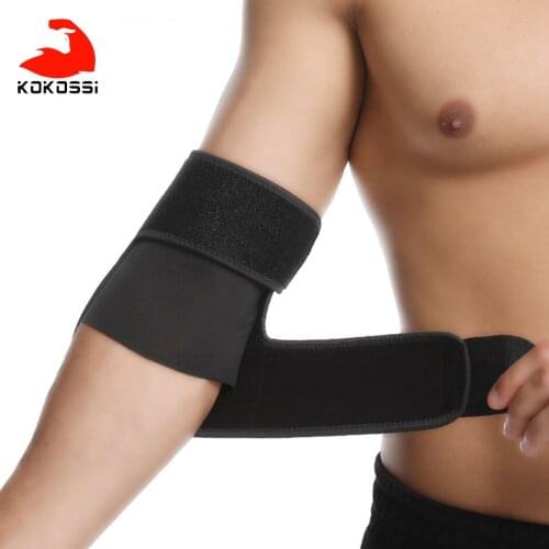 KoKossi 1PCS Elbow Support Wrap Brace Pad Adjustable Elastic Elbow Protector Strong Basketball Sports Injury Pain Relief Unisex