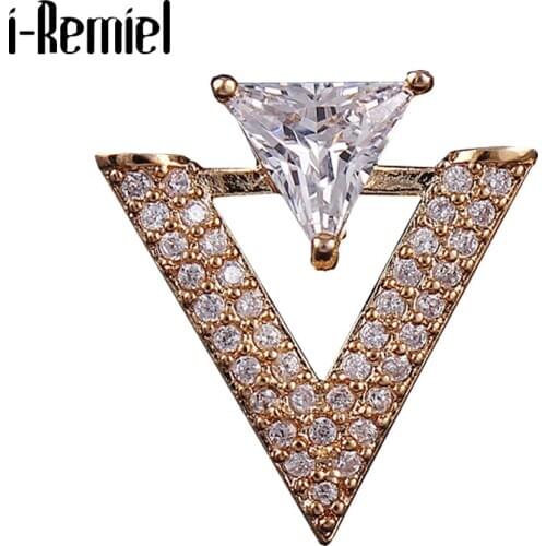 New Rhinestone Triangle Brooch Pins Zircon Small Collar Pin for Women and Men Fashion Shirt Dress Collar Lapel Accessories Gifts
