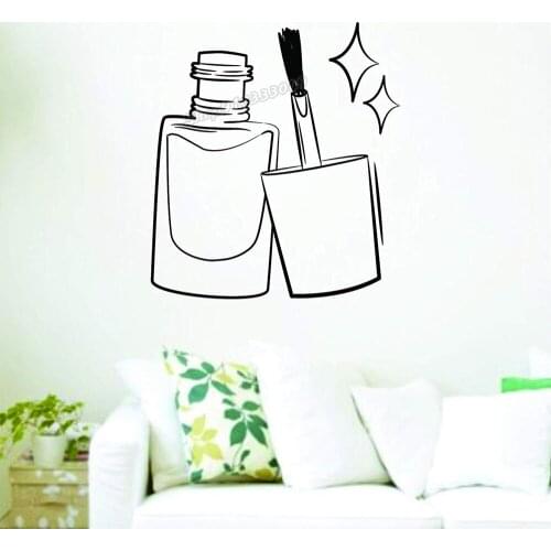 Nail Polish Bottle Logo Wall Sticker Vinyl Nail Salon Wall Decal Fashion cosmetics Sticker for Nail Salon Decoration Mural B452