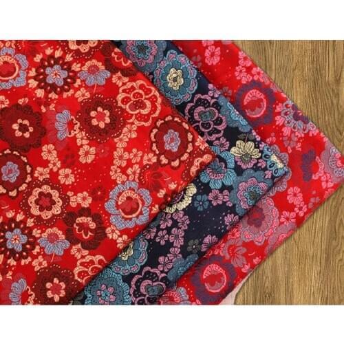 Flower satin fabric brocade cloth silk material for sewing cheongsam and kimono DIY clothing fabrics