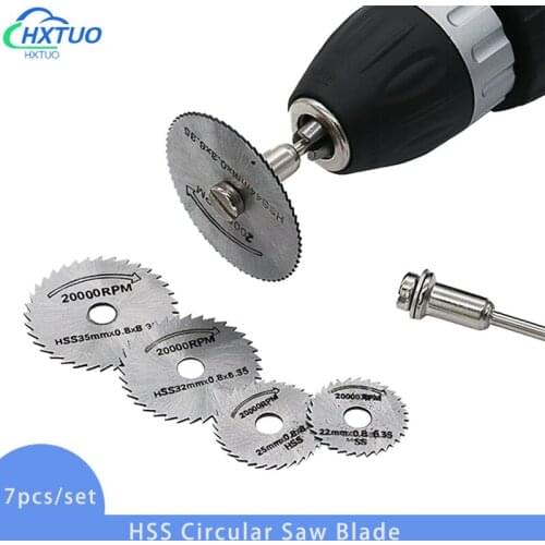 7Pcs HSS Circular Saw Blade Rotary Tool For Dremel Metal Cutter Power Tool Set Wood Cutting Discs Drill Mandrel Cut Off