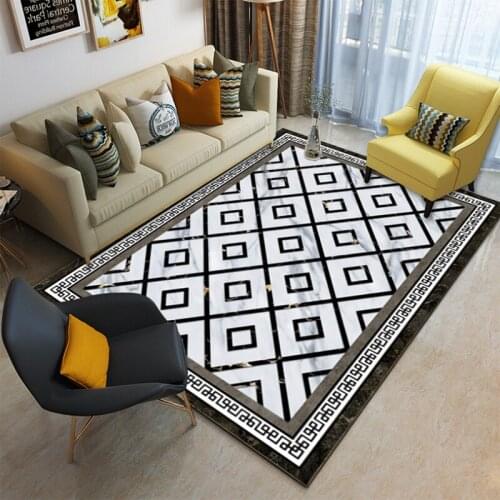 Geometric Abstraction Retro Stripe Modern Area Rugs for Living Room Tea Table Sofa Beside Carpet Non-Slip Kids Play Floor Mat