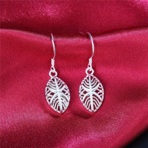 Hot 925 Sterling Silver Earring geometric pattern Dangle Earrings For Women Engagement Wedding Jewelry Gift