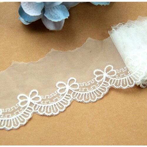 5 Yds Cotton Embroidery Lace Butterfly Trims Mesh Lace White And Black Scalloped Lace Sewing Garment Accessories 6cm