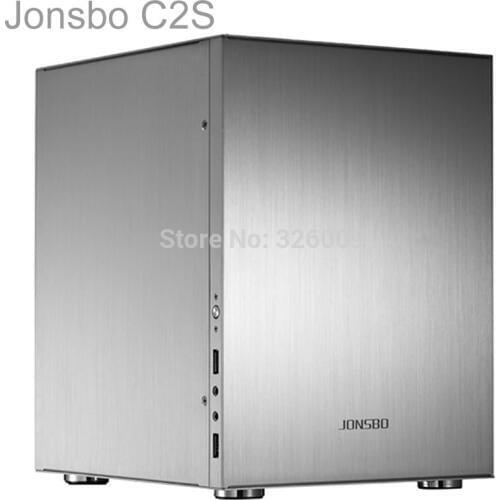 Jonsbo C2 Silver C2S HTPC ITX Mini computer case in aluminum support 3.5'' HDD USB3.0 Home theater computer