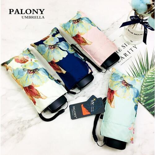 PALONY Pocket MINI Umbrella Rain Women Small Five Folding Umbrellas Compact Sun/Rain Womens Sunshine Umbrella Sunshade