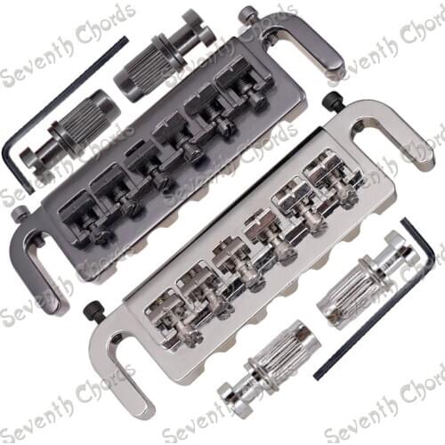 A Set Wraparound Adjustable 6 Saddle Bridge Tailpiece for LP Electric Guitar Replacement With Hex Screw Adjust / 3Colors Choose