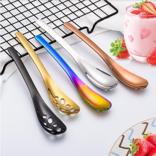 304 stainless steel small colander creative colorful perforated spoon soup scoop dessert ice cream spoon