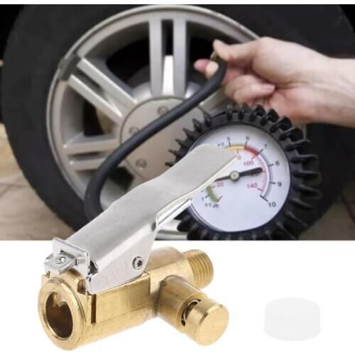 Brass Tire Inflator Lock on Air Chuck Air Compressor Pump Fine Thread Deflation Portable tire inflator tire Chuck Hose