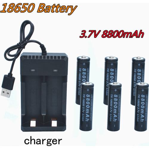 Li-ion 18650 baterias de litio linterna recargable 3.7V.8800mah. para lalinterna.charger.usb.LED light used in toycar