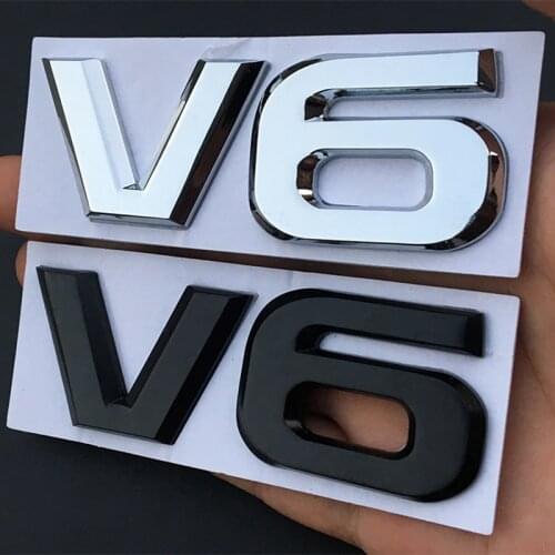 3D Metal V8 V6 Displacement Badge Emblem Decals Car Stickers Car Styling For BMW Audi Mercedes Benz Toyota Auto Accessories