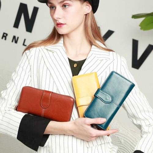 Fashion Multi-Color Fashionable Casual Large Capacity Cash And Card Bag Soft Leather Women Long Wallet