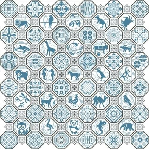 Geometric Puzzle Animal Paradise Embroidery,DIY 14CT Unprinted Arts Cross stitch kits Set Cross-Stitching Home Decor