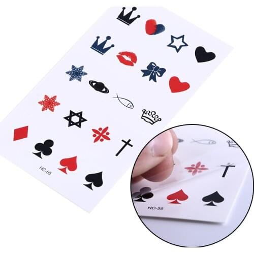Body Crown Lip Heart Note Henna Tatto Stickers Waterproof Temporary Tattoo Sticker Flash Fake Tattoos For Women Men