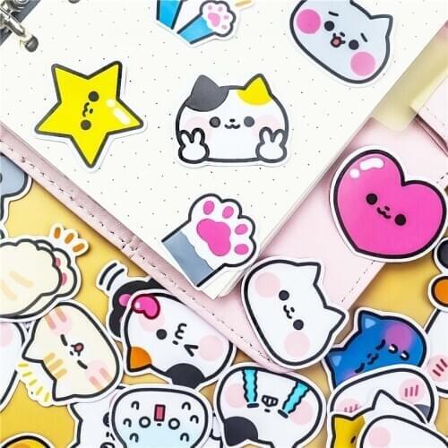 40pcs cute Color cat stickers DIY For Snowboard Luggage Car Fridge Styling Laptop Stickers DIY craft photo albums Waterproof