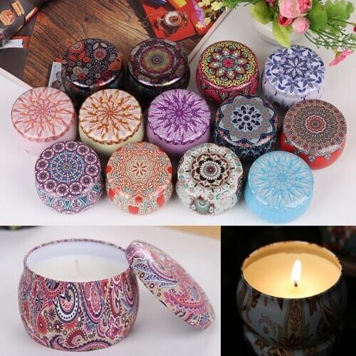 Natural Scented Candle Empty Box Tin Can Home Decoration Outdoor Handmade Random Pattern