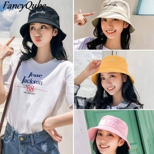 Men Women Bucket Hats Women Street Style Harajuku Letters Print Outdoor Sunscreen Cotton Travel Hunting Cap Hats Wholesale