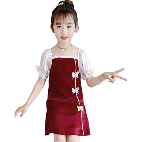 Girls Dress Appliques Party Girl Dress Patchwork Children Dress Summer Kids Costume 6 8 10 12 14