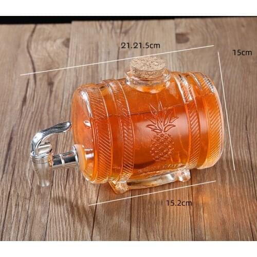 Juice Lemonade Cold Water Jug High Capacity Glass Water Jar Transparent Office Wine Beer Teapot with Faucet 1000ml Water Pitcher