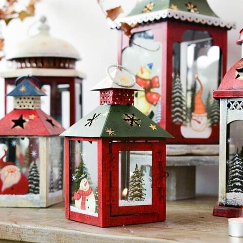 Retro wrought iron glass Christmas candle holder Christmas decorations Christmas gifts candlelight dinner