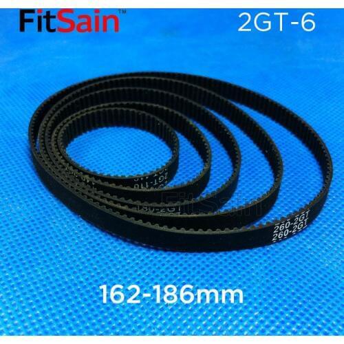 FitSain--2GT 162-186mm rubber belt Width 6mm Timing Belt GT2 Conveyor Belt Drive Belt Ring with Rubber Belt