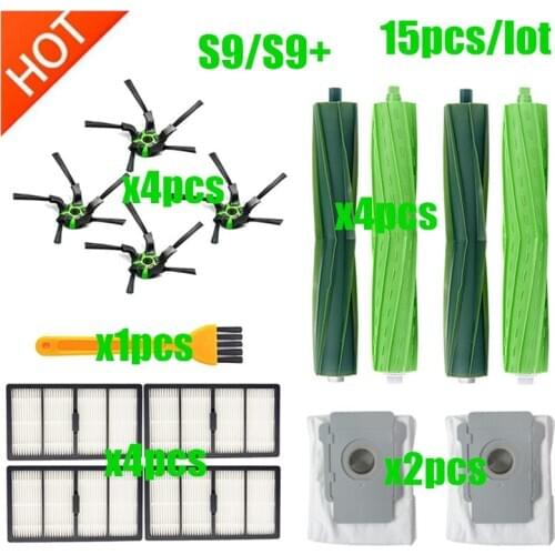 Roller Brush Side Brush Filters Dust Bag Replacement for iRobot Roomba S9 S9+ Sweeping Robot Vacuum Cleaner Accessories