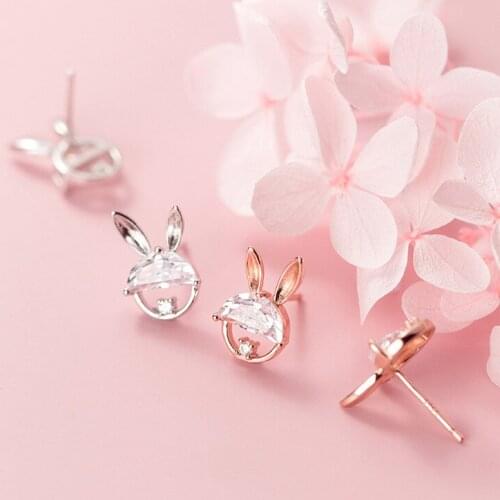 COLUSIWEI Shiny AAA Zircon Stud Earring for Women Genuine 925 Sterling Silver Fashion Cute Rabbit Ear studs Fine Jewelry Bijoux