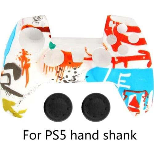 2021 Camouflage Handle Sleeve Silicone Case Dustproof Skin Protective Cover with Joystick Thumb Stick Cap Anti-Slip for PS5 Game