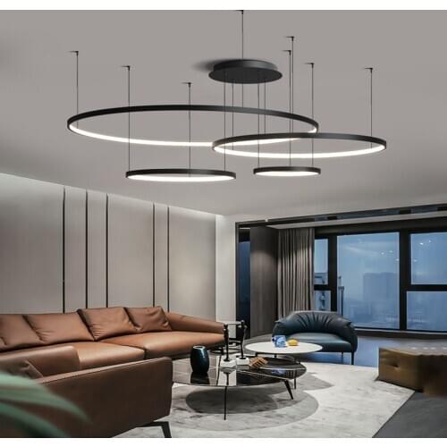 TRAZOS 2020 Modern Led Chandeliers Home Lighting Brushed 6Rings Ceiling Circle Lights For Interior Design Engineering Lighting