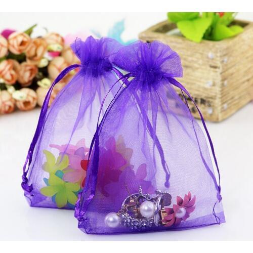 Dark Purple 7x9cm High quality 1000pcs/lot Jewelry packaging bags Drawable Organza Bags New fashion Gift Bags Pouches