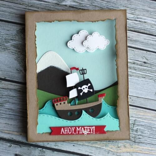 Mmao Crafts Metal Steel Cutting Dies Latest pirate ship Stencil For DIY Scrapbooking Paper/photo Cards Embossing Dies