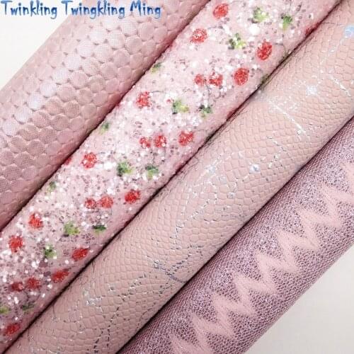 Cherry Printed Glitter Fabric, Arrow Synthetic Leather, Metallic Faux Fabric Sheets For Bow A4 21x29CM Twinkling Ming XM024K