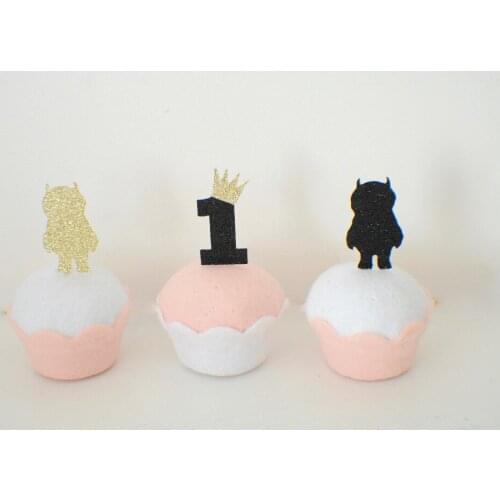 Wild one cupcake toppers, crown cupcake topper, One cupcake topper, wild one party, wild one partty decor (12 toppers)