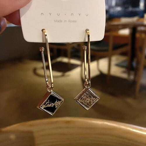 South Korea Dongdaemun geometric asymmetric square earrings simple and versatile fashion earrings