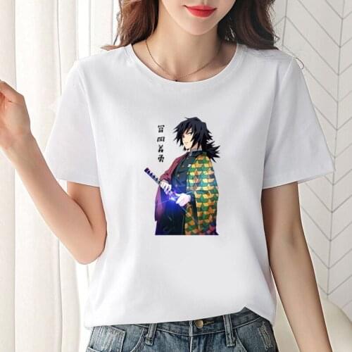 Funny Anime Tomioka Giyuu Demon Slayer Womens T Shirt Fashion Manga Kimetsu No Yaiba Tops Summer Hot Sale Streetwear Loose Tee