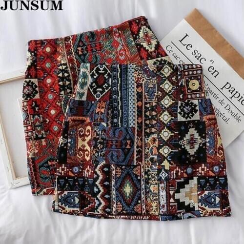 High Waist Embroidery Mini Skirt For Women 2020 Summer Boho Literary Girls Korean Chic Pattern A-Line Wrap Skirts Vintage Skirts