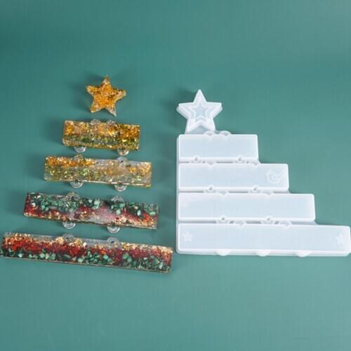 Star Geometric Rectangular DIY Christmas Tree Pendent Xmas Decor Silicone Mold