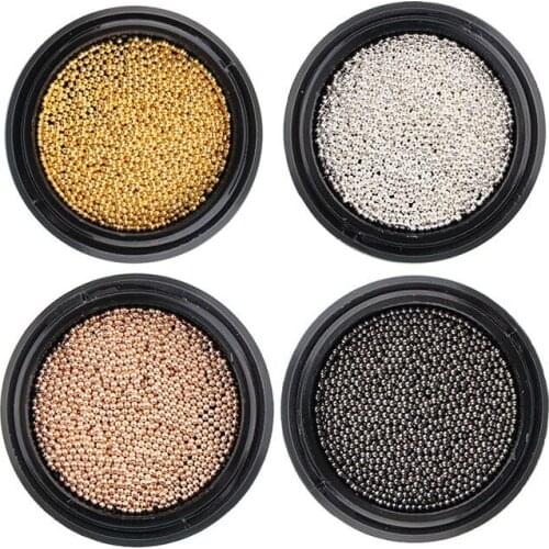 1 Bottle 3D Micro Caviar Mini Nail Art Bead Gold Silver Metal Steel Studs Nail Art DIY Ball Rhinestones For Manicure Studs Stone